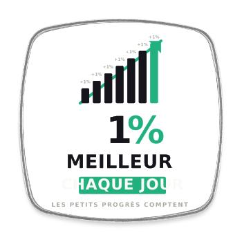 1% Meilleur Chaque Jour - Magnet carré - blanc - Devant