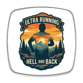Ultra-Trailrunning – Hölle und Rücken - Viereckiger Kühlschrankmagnet - Weiß - Vorne