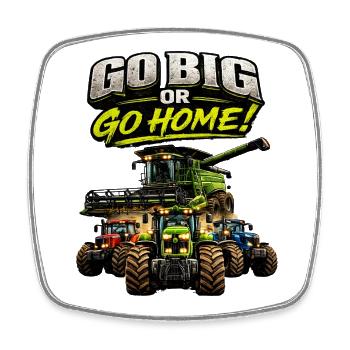 Tracteurs On Va Gros ou On Va Chez Tu - Magnet carré - blanc - Devant