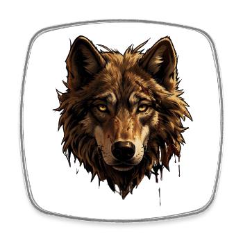 Wolf - Viereckiger Kühlschrankmagnet - Weiß - Vorne