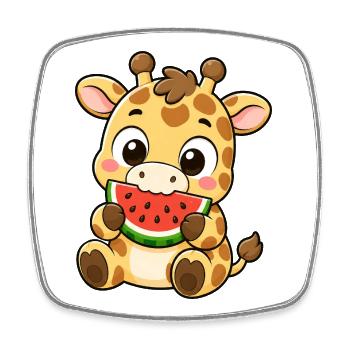 Süße Giraffe Cartoon Kawaii Keks genießen - Viereckiger Kühlschrankmagnet - Weiß - Vorne