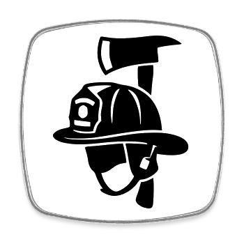Frontal Feuerwehrhelm Logo - Viereckiger Kühlschrankmagnet - Weiß - Vorne
