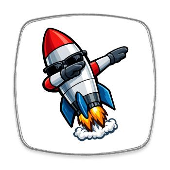 Dabbing Rakete - Viereckiger Kühlschrankmagnet - Weiß - Vorne