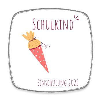 Schulkind Einschulung 2026 personalisierbar - Viereckiger Kühlschrankmagnet - Weiß - Vorne