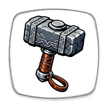 Graphismes du marteau runique Mjolnir - Magnet carré - blanc - Devant