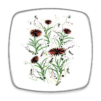 Abstrakte Wildblumen Grunge Illustration - Viereckiger Kühlschrankmagnet - Weiß - Vorne