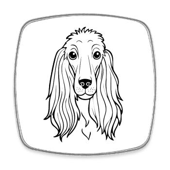 Windhund (Comic-Porträt/ Schwarzweiß) - Viereckiger Kühlschrankmagnet - Weiß - Vorne