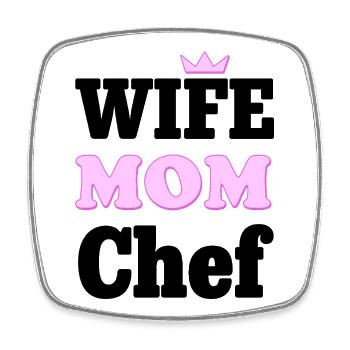 Wife Mom Chef - Statement Design für Mütter - Viereckiger Kühlschrankmagnet - Weiß - Vorne