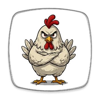Wütendes Huhn Vintage Cartoon T-Shirt - Viereckiger Kühlschrankmagnet - Weiß - Vorne