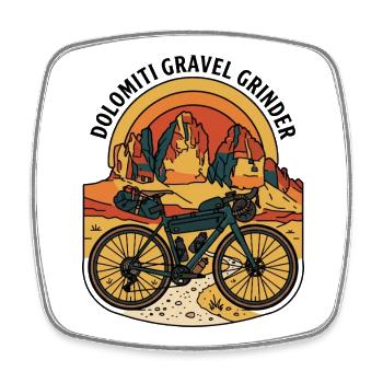 Dolomiti Gravel Grinder Retro-Motorrad - Viereckiger Kühlschrankmagnet - Weiß - Vorne