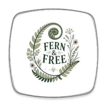 Fern & Free – Vintage Farn Design - Viereckiger Kühlschrankmagnet - Weiß - Vorne