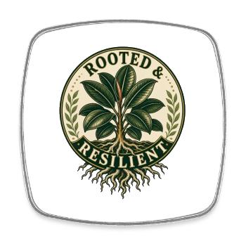 Rooted & Resilient – Vintage Gummibaum - Viereckiger Kühlschrankmagnet - Weiß - Vorne
