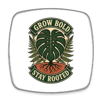 Grow Bold Stay Rooted – Vintage Monstera - Viereckiger Kühlschrankmagnet - Weiß - Vorne