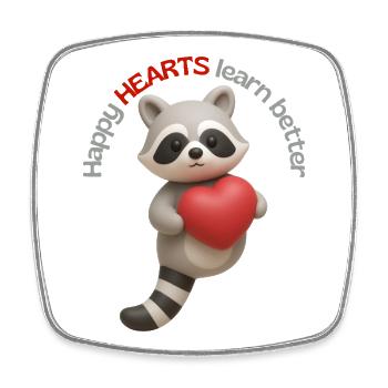 Happy HEARTS learn better - Viereckiger Kühlschrankmagnet - Weiß - Vorne