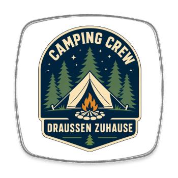 Camping Crew Draußen Zuhause - Viereckiger Kühlschrankmagnet - Weiß - Vorne