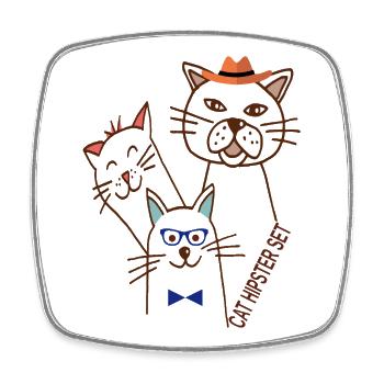 Katzen Trio  - Viereckiger Kühlschrankmagnet - Weiß - Vorne
