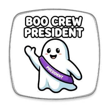 Boo Crew President Halloween Geist - Viereckiger Kühlschrankmagnet - Weiß - Vorne