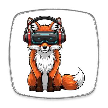 Fuchs VR Gamer Virtual Reality Comic Cool - Viereckiger Kühlschrankmagnet - Weiß - Vorne
