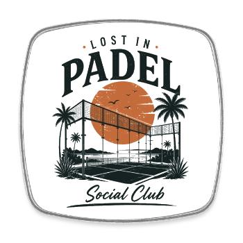Lost in Padel Social Club | Vintage Padel - Viereckiger Kühlschrankmagnet - Weiß - Vorne