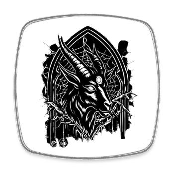 Okkulte Baphomet und Esoterische Siegel – Dunkler Goth - Viereckiger Kühlschrankmagnet - Weiß - Vorne