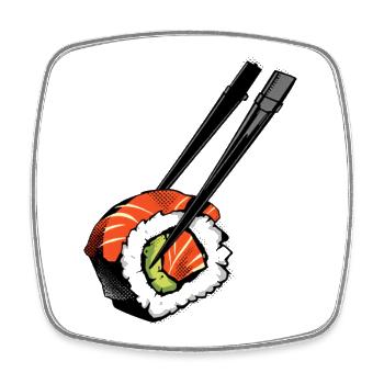 Sushi Pop-Art Roll Design - Viereckiger Kühlschrankmagnet - Weiß - Vorne