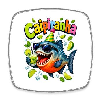 Poisson Caipirinha Festif - Magnet carré - blanc - Devant