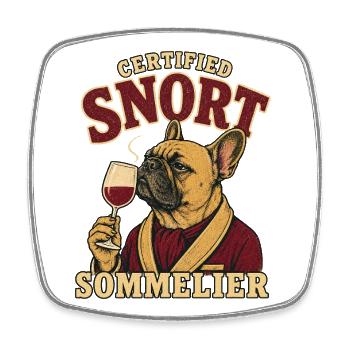 Zertifizierter Snort-Sommelier Französischer Bulldogge - Viereckiger Kühlschrankmagnet - Weiß - Vorne