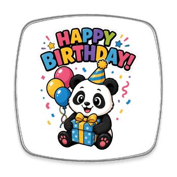 Happy Birthday panda - Viereckiger Kühlschrankmagnet - Weiß - Vorne