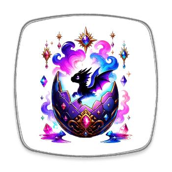 Crystal Dragon Hatch in Gem Egg - Square fridge magnet - white - Front