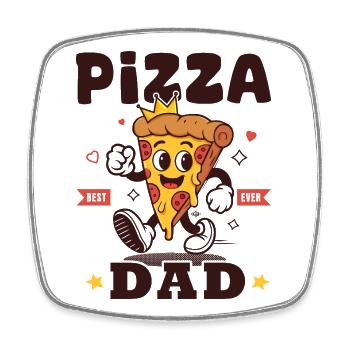 Pizza-Papa Pizza-Liebhaber-Geschenk - Viereckiger Kühlschrankmagnet - Weiß - Vorne