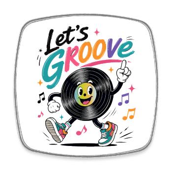 Let's Groove Schallplatte Retro Musik Design   - Viereckiger Kühlschrankmagnet - Weiß - Vorne