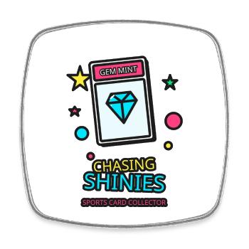 Hunting for Shiny Stones - Sports Card Motif - Square fridge magnet - white - Front