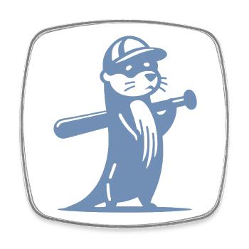 Otter Baseball Silhouette - Viereckiger Kühlschrankmagnet - Weiß - Vorne