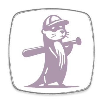 Otter Baseball Silhouette - Viereckiger Kühlschrankmagnet - Weiß - Vorne