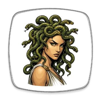 Medusa Schlangenhaar Ikone - Viereckiger Kühlschrankmagnet - Weiß - Vorne
