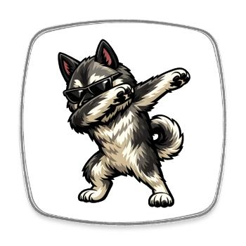 Dabbing Norwegian Elkhound - Square fridge magnet - white - Front