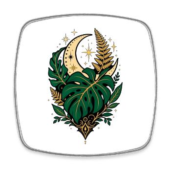 Monstera Moon – Mystisches Botanical Design - Viereckiger Kühlschrankmagnet - Weiß - Vorne