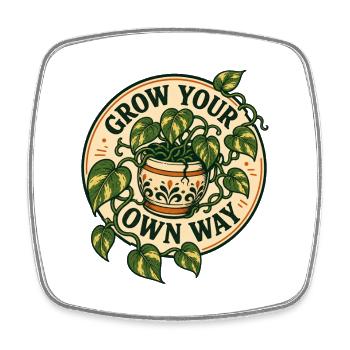 Grow Your Own Way – Pothos Pflanzen Spruch - Viereckiger Kühlschrankmagnet - Weiß - Vorne