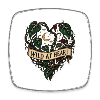 Wild at Heart – Philodendron Pflanzenherz - Viereckiger Kühlschrankmagnet - Weiß - Vorne