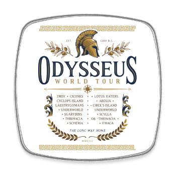 Odysseus World Tour Shirt Ancient Greek Mythology - Square fridge magnet - white - Front