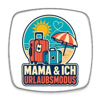 Mama & Ich Urlaubsmodus - Viereckiger Kühlschrankmagnet - Weiß - Vorne