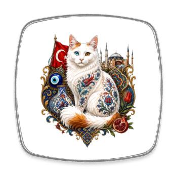 Osmanische Katze - Viereckiger Kühlschrankmagnet - Weiß - Vorne