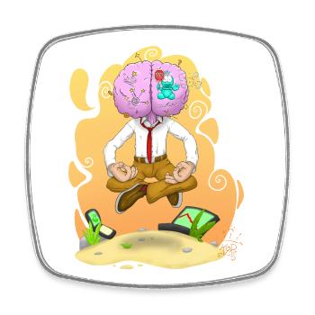 Mindful Brain Meditating Wealth - Square fridge magnet - white - Front