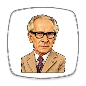 Erich Honecker caricature (without background) - Square fridge magnet - white - Front
