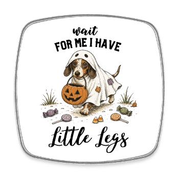 Dachshund Ghost Halloween Trick or Treat - Square fridge magnet - white - Front