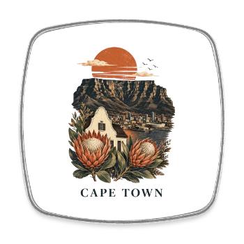Cape Town Table Mountain Art - Viereckiger Kühlschrankmagnet - Weiß - Vorne