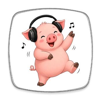 Schwein tanzt singt Bauer Bauernhof Musik - Viereckiger Kühlschrankmagnet - Weiß - Vorne