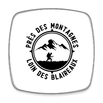 Cercle Cime Silhouette Montagne - Magnet carré - blanc - Devant