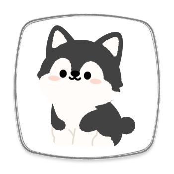 Kawaii Husky Pup Illustration - Square fridge magnet - white - Front