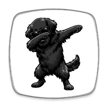 Dabbing Flat Coated Retriever - Viereckiger Kühlschrankmagnet - Weiß - Vorne